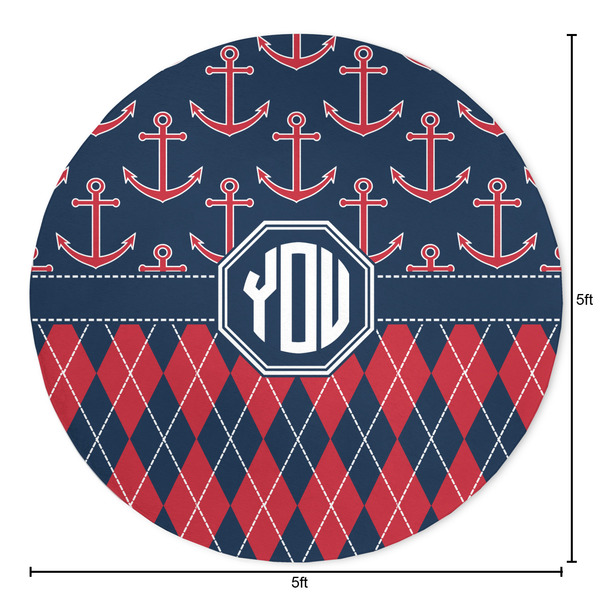 Anchors & Argyle Round Area Rug - Size