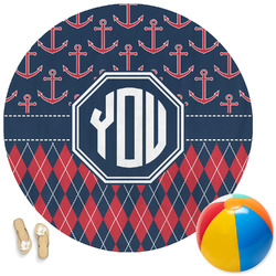 Anchors & Argyle Round Beach Towel (Personalized)