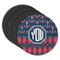 Anchors & Argyle Round Rubber Backed Coasters - Set of 4 (Personalized)