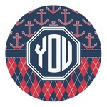 Anchors & Argyle Round Decal - Large (Personalized)