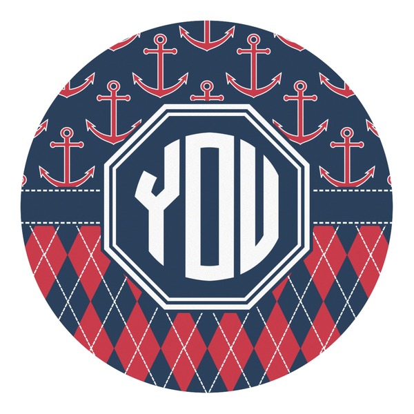 Custom Anchors & Argyle Round Decal - XLarge (Personalized)