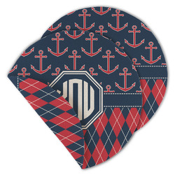Anchors & Argyle Round Linen Placemat - Double Sided - Set of 4 (Personalized)