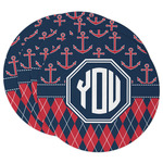 Anchors & Argyle Round Paper Coasters w/ Monograms