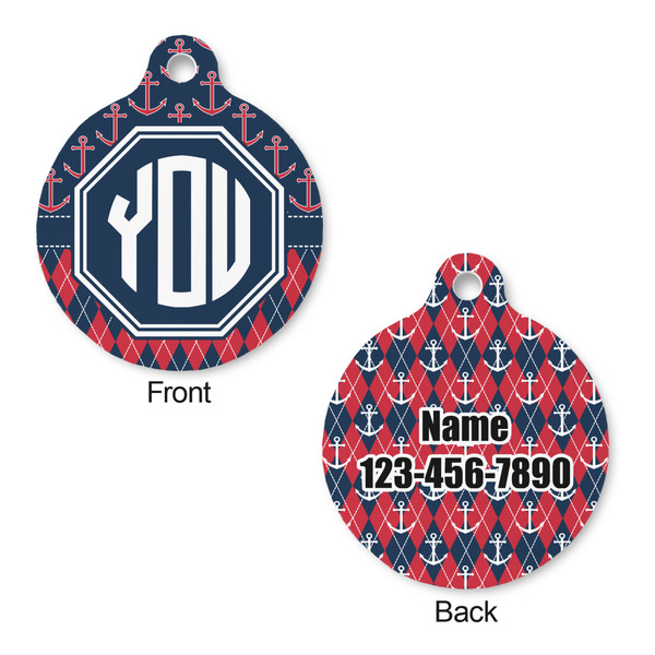 Anchors & Argyle Round Pet ID Tag - Large - Approval