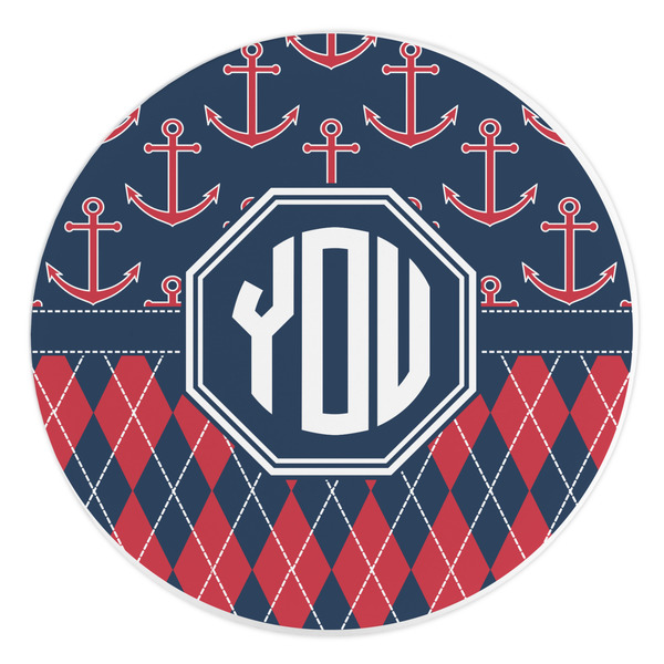 Custom Anchors & Argyle Round Stone Trivet (Personalized)