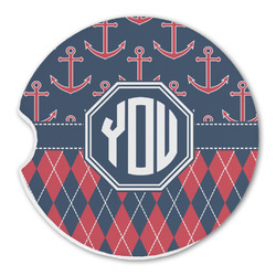 Anchors & Argyle Sandstone Car Coaster - Single (Personalized)