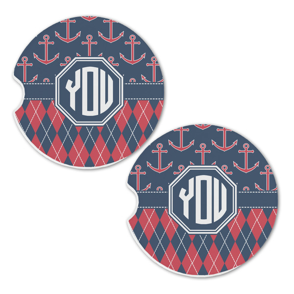 Anchors & Argyle Sandstone Car Coasters - Set of 2