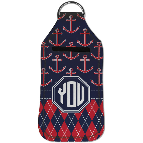 Anchors & Argyle Sanitizer Holder Keychain - Large (Front)
