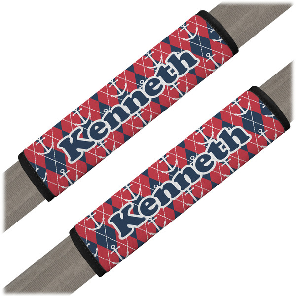 Custom Anchors & Argyle Seat Belt Covers (Set of 2) (Personalized)