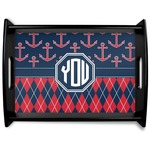 Anchors & Argyle Black Wooden Tray - Large (Personalized)