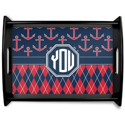 Anchors & Argyle Black Wooden Tray - Large (Personalized)