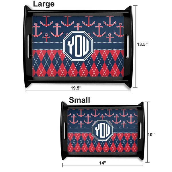 Anchors & Argyle Serving Tray Black Sizes