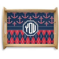 Anchors & Argyle Natural Wooden Tray - Large (Personalized)