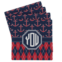 Anchors & Argyle Absorbent Stone Coasters - Set of 4 (Personalized)