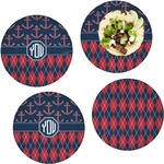 Anchors & Argyle Set of 4 Glass Lunch / Dinner Plate 10" (Personalized)