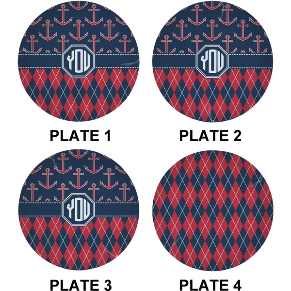 Anchors & Argyle Set of Lunch / Dinner Plates (Approval)