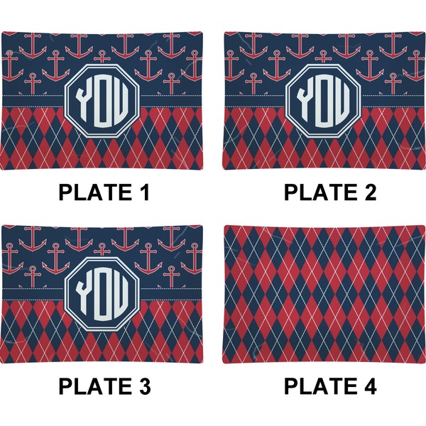 Anchors & Argyle Set of Rectangular Appetizer / Dessert Plates (Approval)