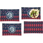 Anchors & Argyle Set of 4 Glass Rectangular Lunch / Dinner Plate (Personalized)