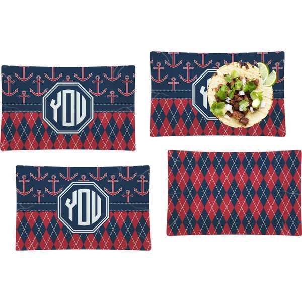 Anchors & Argyle Set of Rectangular Dinner Plates