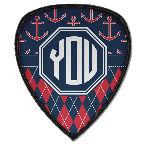 Custom Anchors & Argyle Iron on Shield Patch A w/ Monogram
