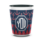 Anchors & Argyle Ceramic Shot Glass - 1.5 oz - Two Tone - Set of 4 (Personalized)