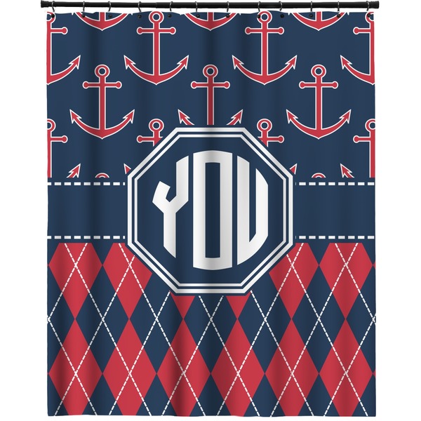 Custom Anchors & Argyle Extra Long Shower Curtain - 70"x84" (Personalized)