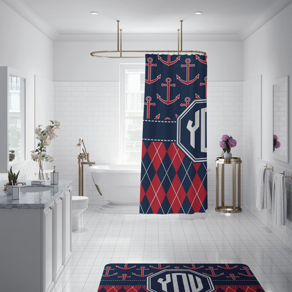Anchors & Argyle Shower Curtain - Custom Size