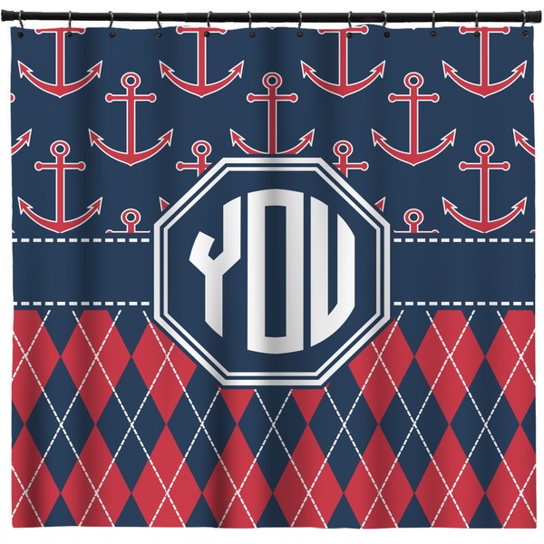 Custom Anchors & Argyle Shower Curtain - Custom Size (Personalized)
