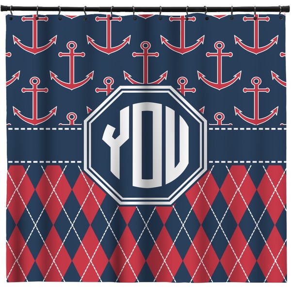 Custom Anchors & Argyle Shower Curtain - 71" x 74" (Personalized)