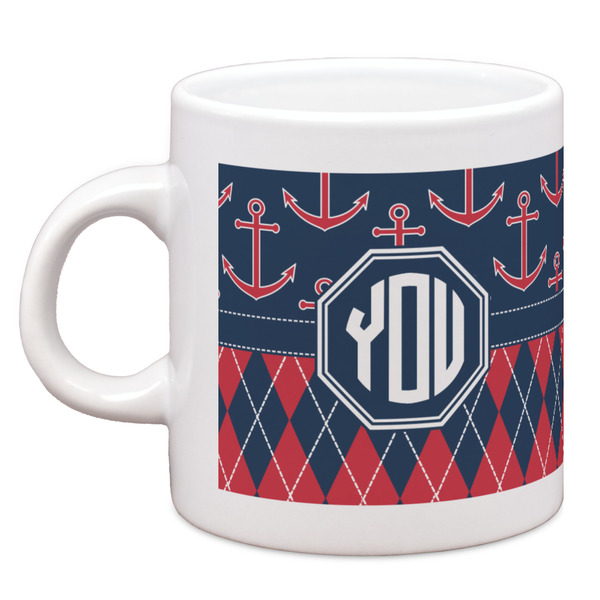 Custom Anchors & Argyle Espresso Cup (Personalized)