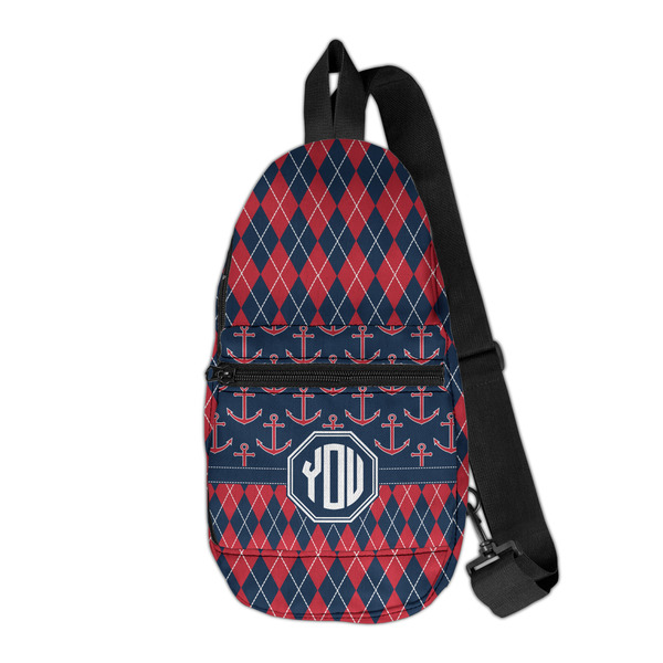 Custom Anchors & Argyle Sling Bag (Personalized)