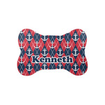 Anchors & Argyle Bone Shaped Dog Food Mat (Small) (Personalized)