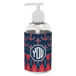 Anchors & Argyle Plastic Soap / Lotion Dispenser (8 oz - Small - White) (Personalized)