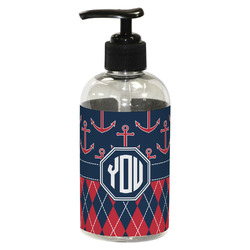 Anchors & Argyle Plastic Soap / Lotion Dispenser (8 oz - Small - Black) (Personalized)
