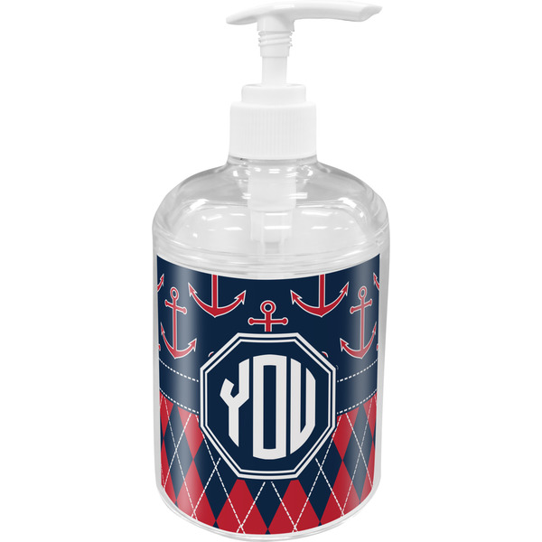 Custom Anchors & Argyle Acrylic Soap & Lotion Bottle (Personalized)