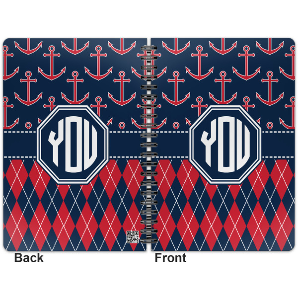 Anchors & Argyle Spiral Journal 7 x 10 - Apvl