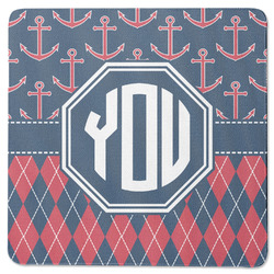 Anchors & Argyle Square Rubber Backed Coaster (Personalized)