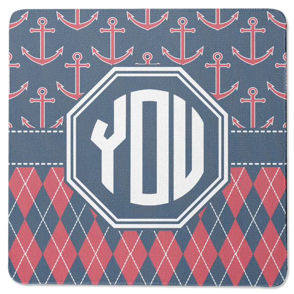 Custom Anchors & Argyle Square Rubber Backed Coaster (Personalized)
