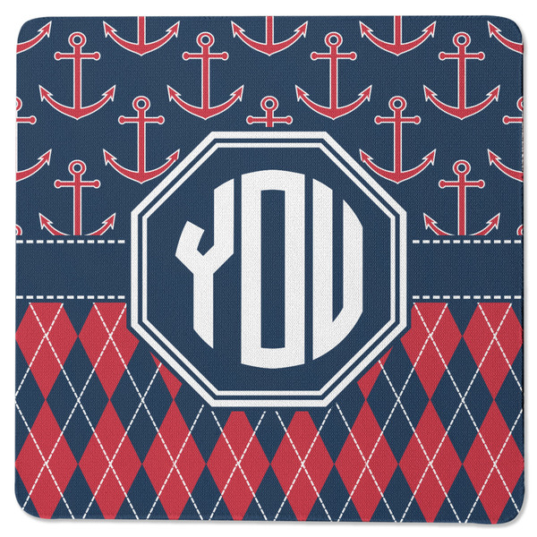 Custom Anchors & Argyle Square Rubber Backed Coaster (Personalized)