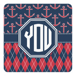 Anchors & Argyle Square Decal - Small (Personalized)
