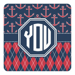 Anchors & Argyle Square Decal - XLarge (Personalized)