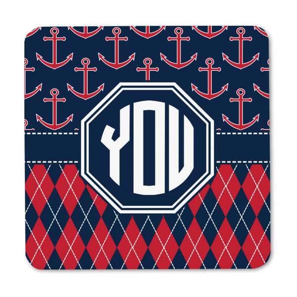 Anchors & Argyle Square Fridge Magnet - FRONT