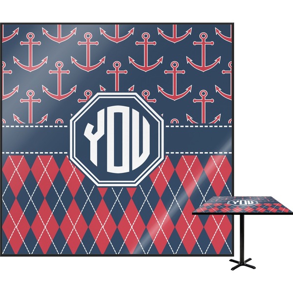 Custom Anchors & Argyle Square Table Top (Personalized)