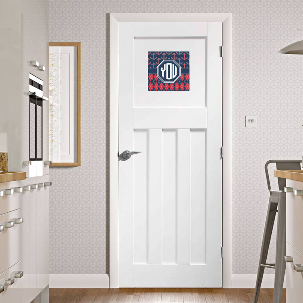 Anchors & Argyle Square Wall Decal on Door