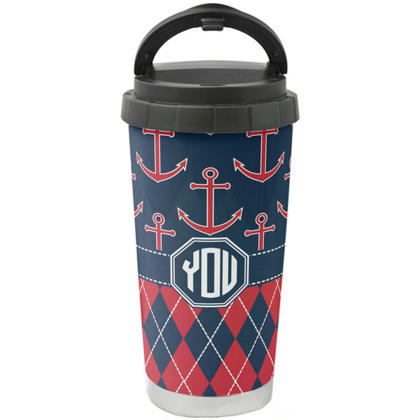 Custom Anchors & Argyle Stainless Steel Coffee Tumbler (Personalized)