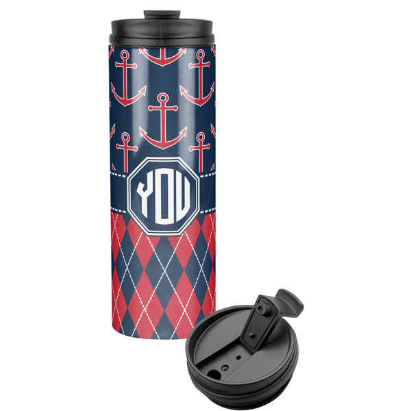 Custom Anchors & Argyle Stainless Steel Skinny Tumbler (Personalized)