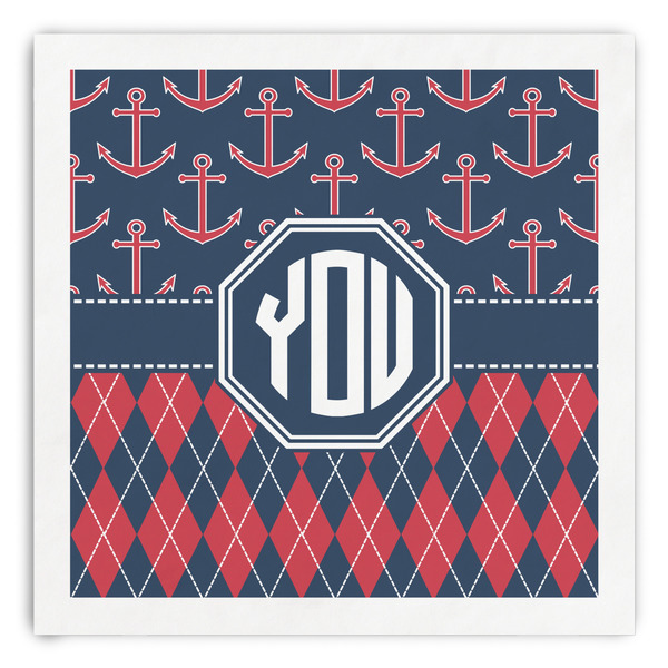 Custom Anchors & Argyle Paper Dinner Napkins (Personalized)
