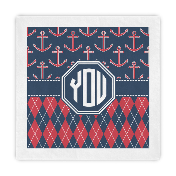 Custom Anchors & Argyle Decorative Paper Napkins (Personalized)