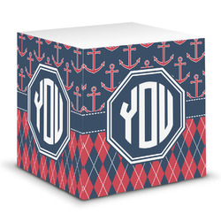 Anchors & Argyle Sticky Note Cube (Personalized)