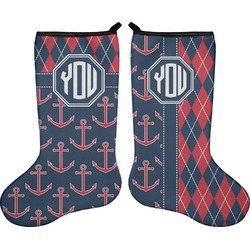 Anchors & Argyle Holiday Stocking - Double-Sided - Neoprene (Personalized)